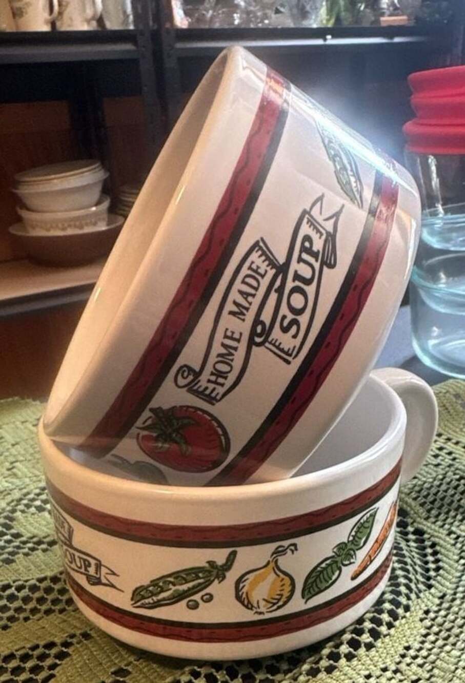 Houston Harvest Home Made Soup Mug Set of 2 Ceramic Vegetable